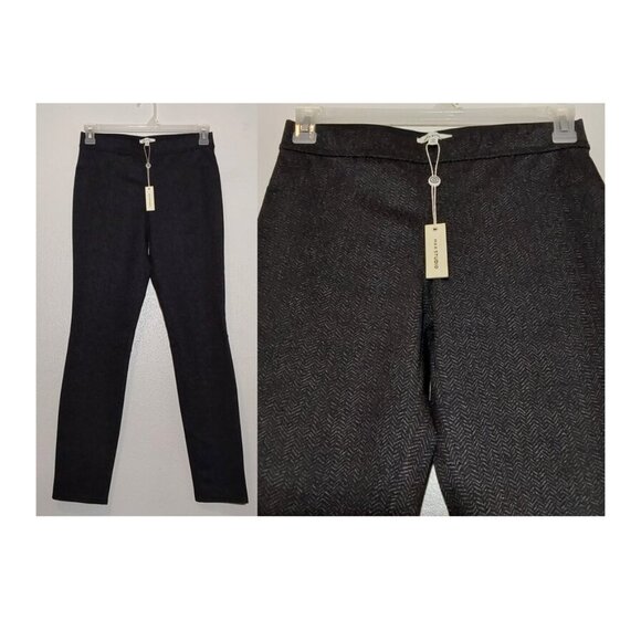 NWT! Max Studio Mid-Rise Slim Herringbone Pull-On Stretch Office Pants - Medium - Picture 1 of 7